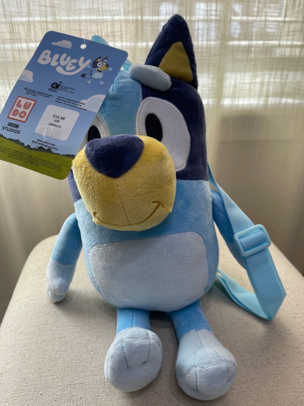 Bluey Plush Kids Backpack - Blue